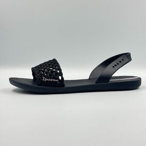 Ipanema Womens 9 Black Breezy 82855 Woven Strap Slingback Sandal Lightweight
